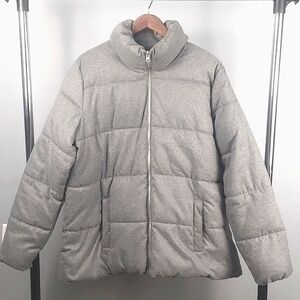 Old Navy Heather Grey Quilted Puff Jacket